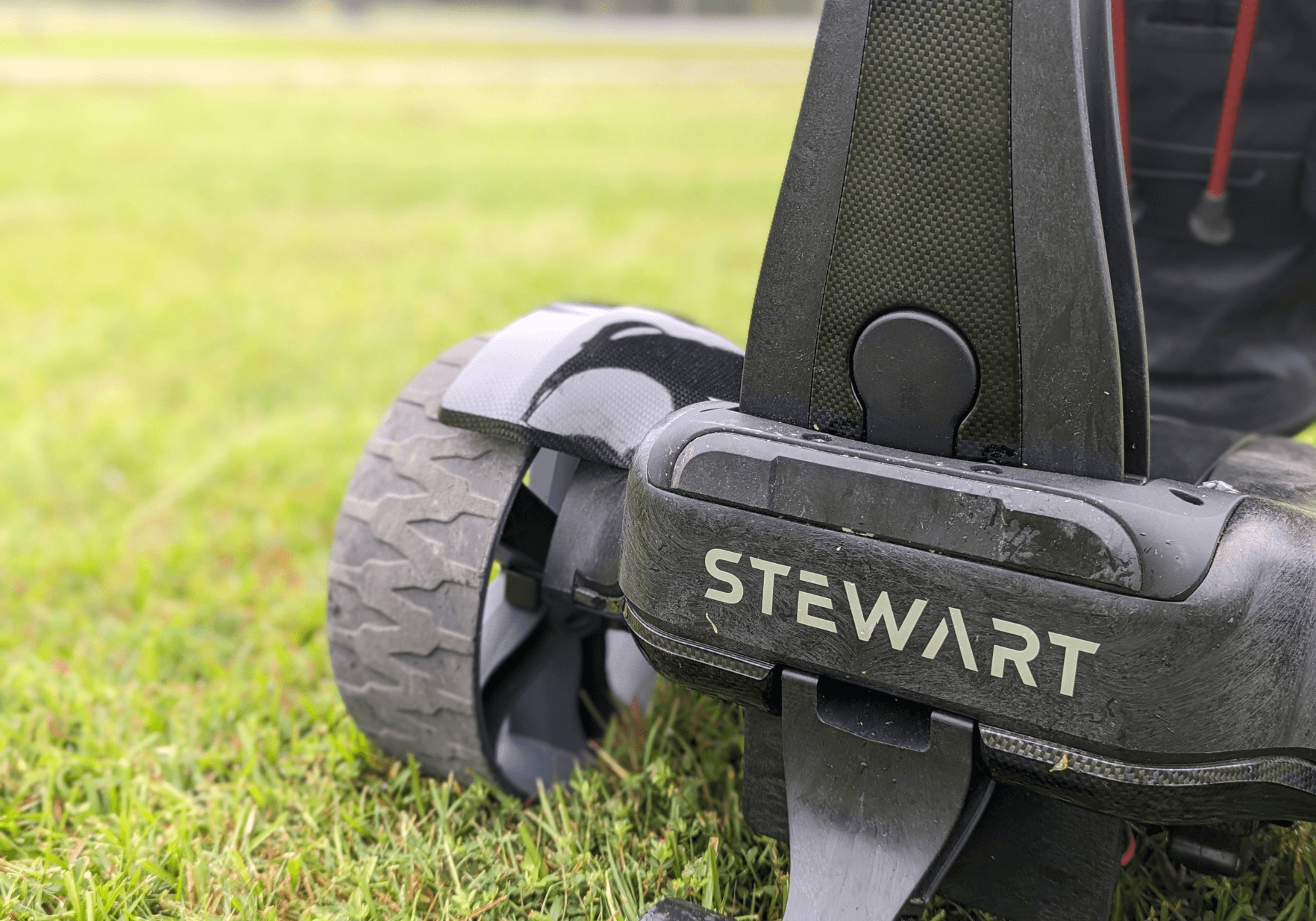 The Stewart VERTX is a solid electric golf push cart. 